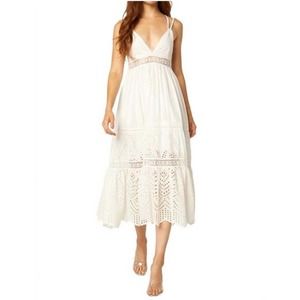 Misa Los Angeles Allegra White Cotton Eyelet Embroidered Midi Dress XL N…